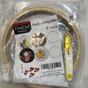 Deecoo premium embroidery kits 4 pack flowers succulent